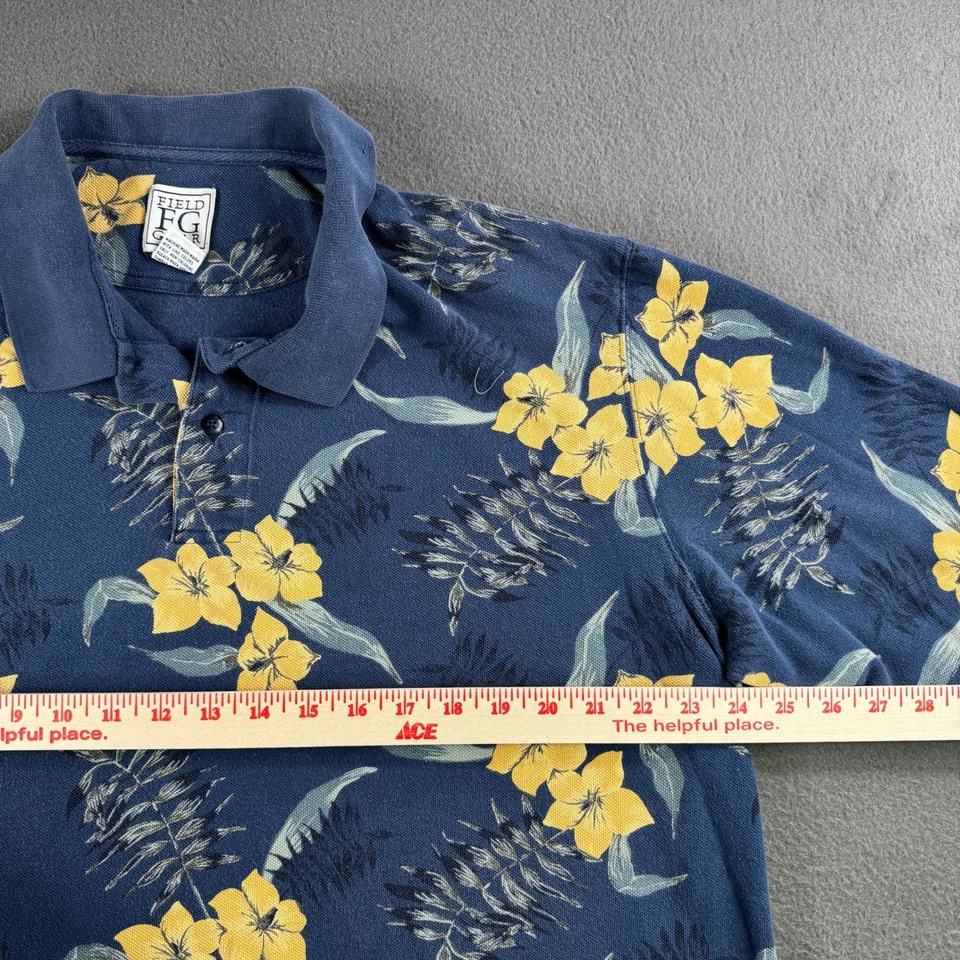 Camisa Polo Field Gear De Colección Hombres XLT FG Hombres Floral Azul Amarillo Tropical Resort Foto 4 de 4