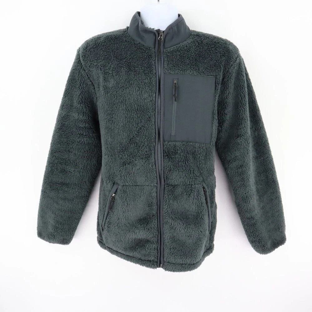 George Full Zip Fleece Coat Mens Size M (38-40) Gray Polyester Zipper Pockets