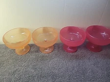 Mid-Century Frosted Pressed Glass Dessert Sherbet Bowls Set Of Four