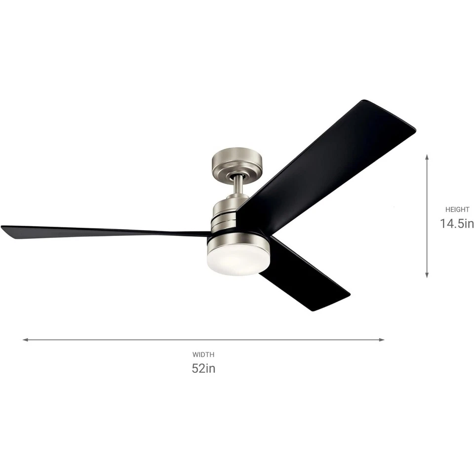 KICHLER 300275NI Spyn Ceiling Fan Anvil Iron Downrod Brushed Nickel LED - Image 3 of 4