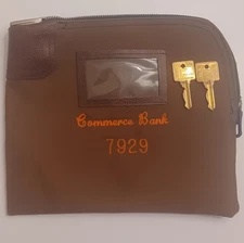 Vintage Rifkin Arcolock 2 Keys Commerce Locking Money Bag Canvas 