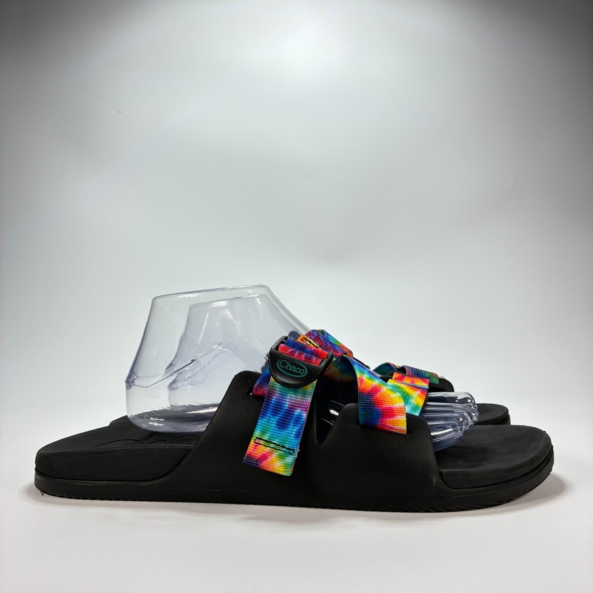 Chaco Chillos Slide Sandals Black Tie Dye Adjustable Straps 