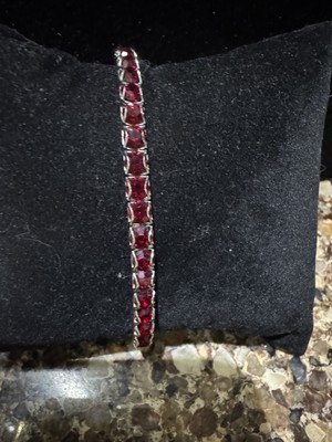 Touchstone Crystal January birthstone Stretch Bracelet New Rhodium Plated