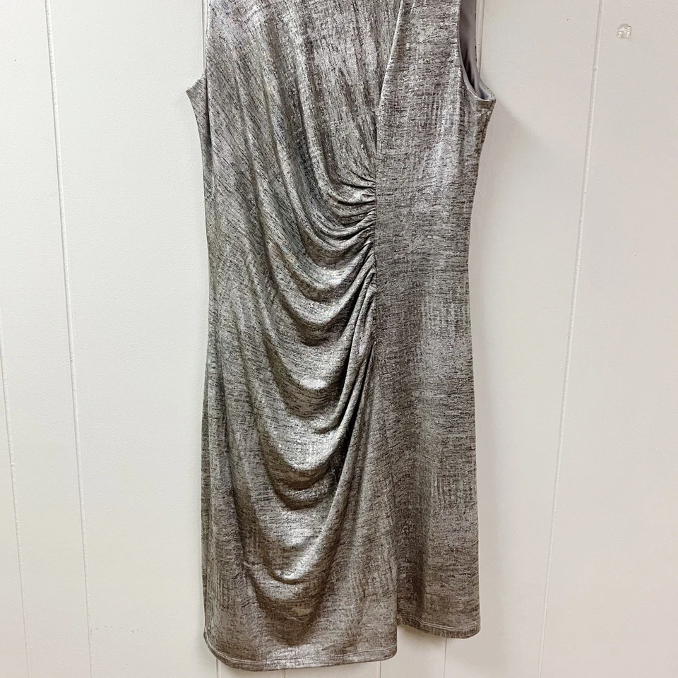 Vtg Y2k Holiday Formal Party Metallic Shimmery Ruched Dress SZ 14 Cocktail - Image 3 of 4