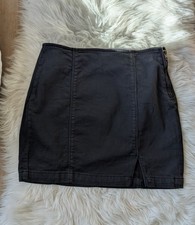 Pacsun Women  s Faded Black Denim Front Slit Mini Skirt Size 25 Y2K Casual Street