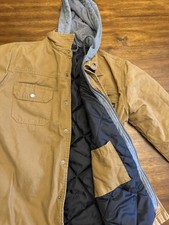 Dickies Brown Canvas Full Zip Snap Up Hooded Work Jacket Men s Medium