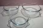 Vintage Pyrex France Clear Glass Casserole Nesting Bowls Double Handle Set 3