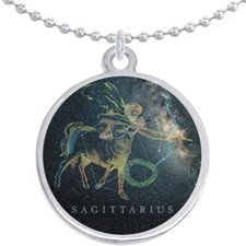 Sagittarius Zodiac Stars Round Pendant Necklace Beautiful Fashion Jewelry