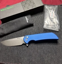 ProTech Mordax MX101 Blue Handles, MagnaCut Blade Smooth Aluminum