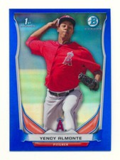 2014 BOWMAN CHROME MINI YENCY ALMONTE RC BLUE REFRACTOR ROCKIES ROOKIE #12/20