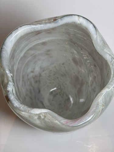 "Florero de vidrio artístico Krosno Jozefina Polonia oro rosa cobre blanco 10""" - Imagen 6 de 8