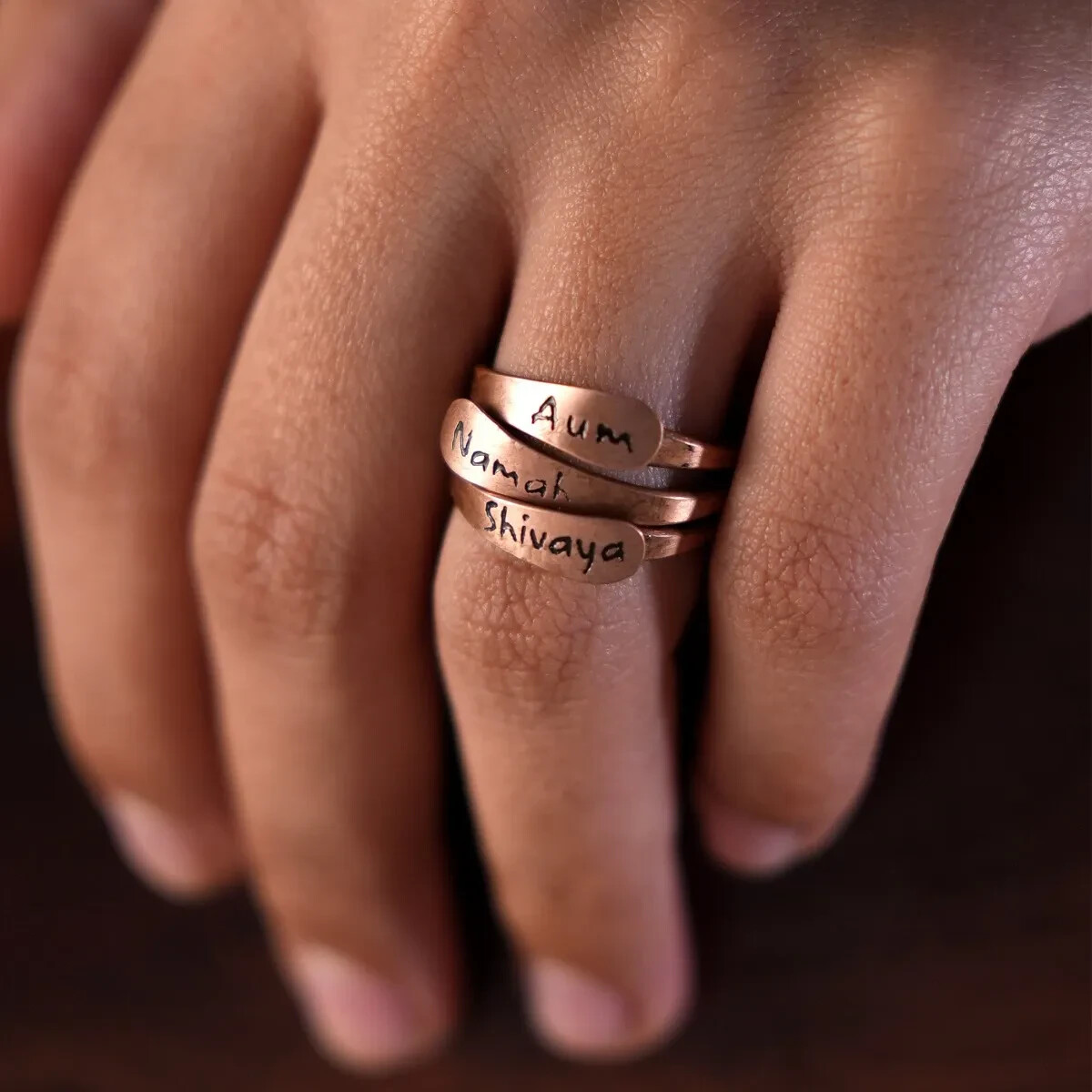 小物 Hiro INDIA SADHU AUM RING ISHA LIFE NEW PRODUCT Aum Namah Shivaya Adjustable Copper Ring BY