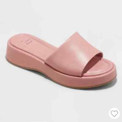 NEW! WIDE WIDTH Carlita Wedge Platform Slide Sandals - A New Day, Pink