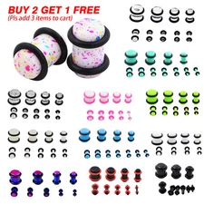 12-18pcs Acrylic O-Ring Ear Plug Gauge Stretcher Kit Expander 14G-20MM Earrings