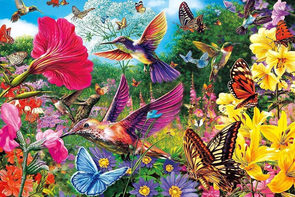 Wooden Jigsaw Puzzle 1000 Pieces, Hummingbird and Flower