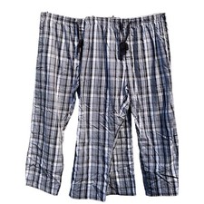 Hanes Men Tagless Woven Stretch Plaid Pajama Lounge Pants Grey Black XL 40-42in