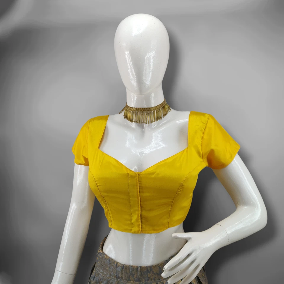 Yellow Dupioni Silk Blouse - Stylish Saree/Lehenga Top for a Chic Ethnic Look. - Image 4 of 4