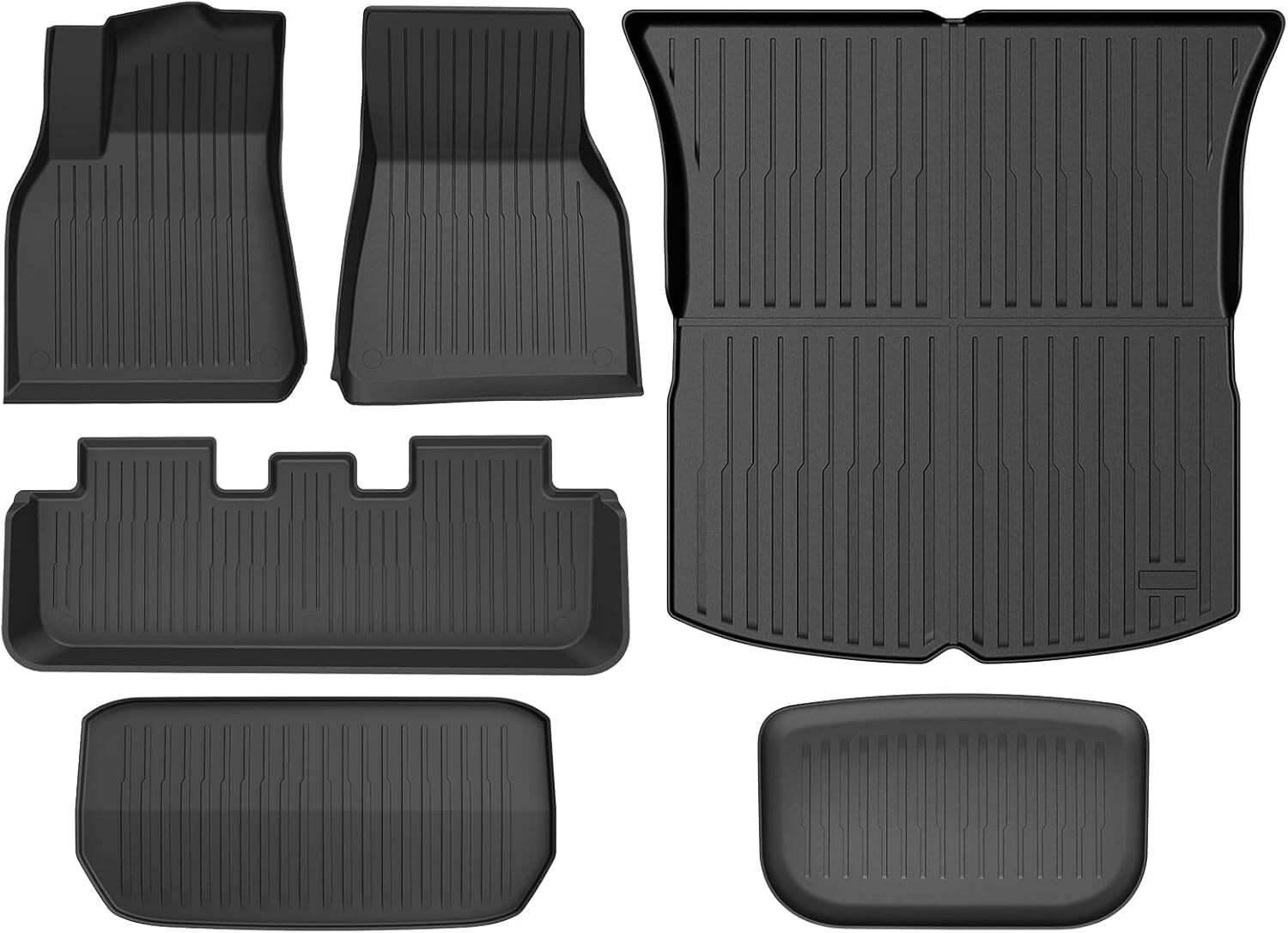 6PCS TPE All-Weather Floor Mats for 2020-2024 Tesla Model Y - Durable Rubber Liners