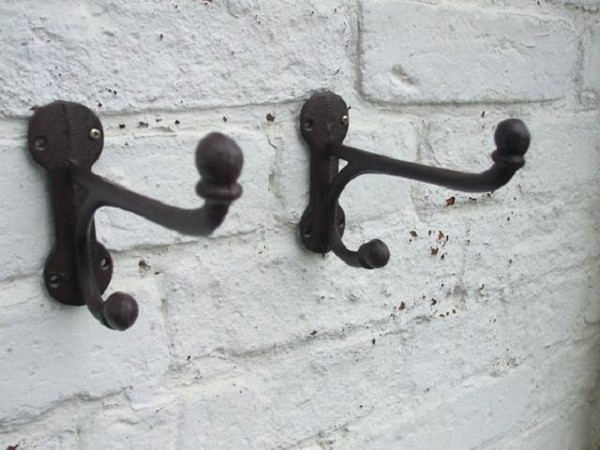 Doppelhaken- Set, 2 StüCk, Wandgarderobe, Wandhaken, Gusseisen Inkl. Versandk.-image