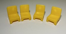Vintage HASBRO Weeble Wobble YELLOW CHAIRS Furniture Lot of 4