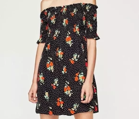 Zara off the shoulder floral cheap dress
