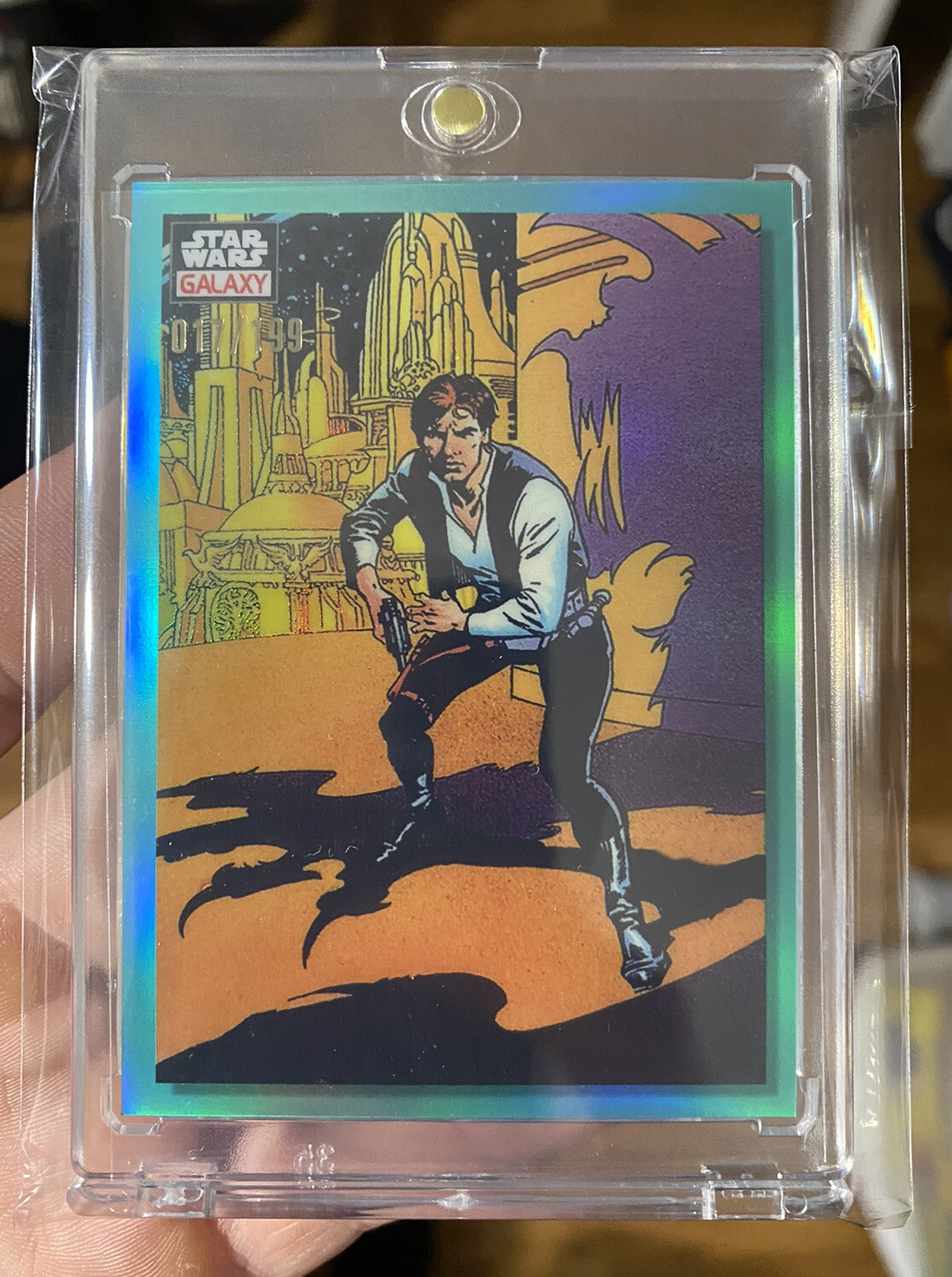 2023 Topps Star Wars Galaxy Chrome Han Solo Draws! Aqua (017/199)