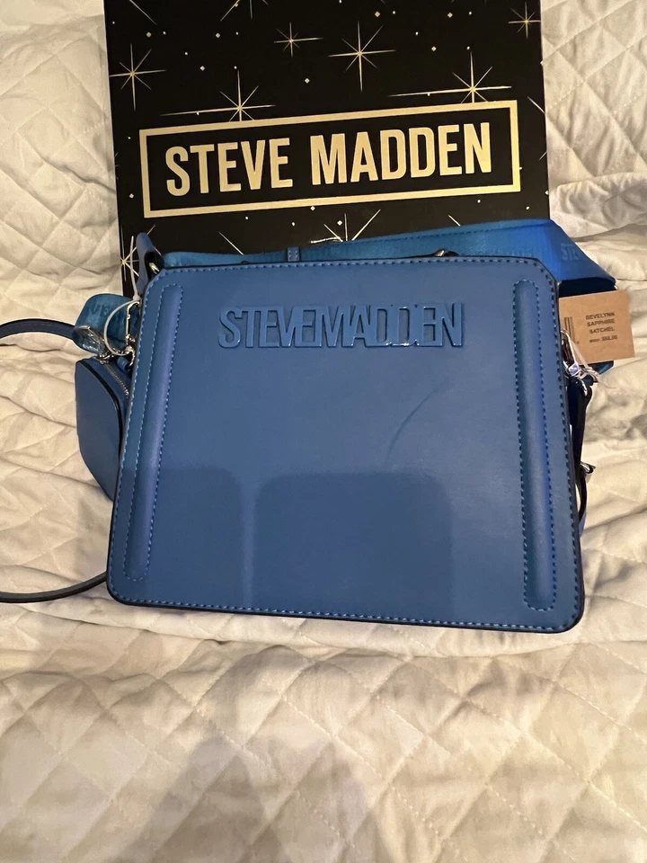 NWT STEVE MADDEN DEEP BLUE BEVELYN SATCHEL CROSSBODY BAG