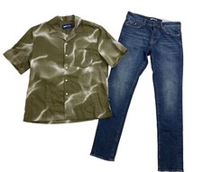 Gas Jeans men 2P SET S/S Collared Shirt Size 32 L32 Jeans Size Large mullticolor