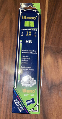 Weibo HB Wood Cased Graphite School Pencils, Pack of 12, Bulk, Pre-Sharpened wit
