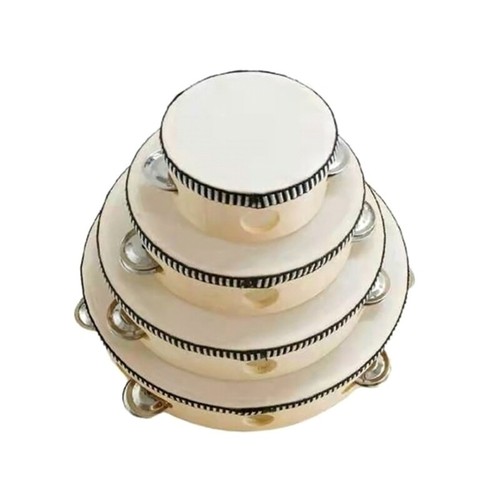 Single Row Jingles Handheld Tambourine Wooden Tambourine Drum for Adults