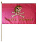 12 Pack Pirate Princess Pink 100D 12"x18" Stick Flag 30" Wood Staff
