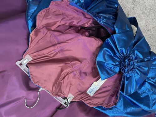 Abito da ballo/prom senza spalline blu metallizzato vintage Mike Benet formals - Foto 11 di 11