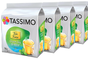 4 X PAQUETES TASSIMO Tea Time TÉ VERDE \u0026 MENTA T Discos Discos vainas - 64  T 64 Bebidas | eBay