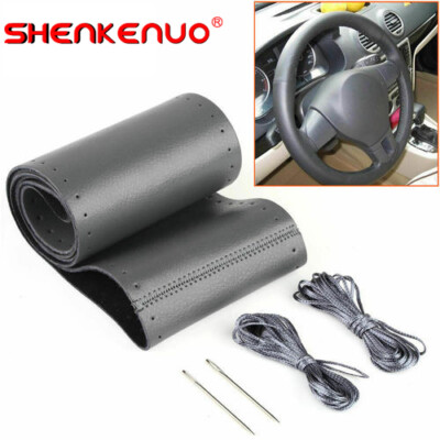 Car Steering Wheel Cover Needle Thread Anti-slip Black For Toyota Camry