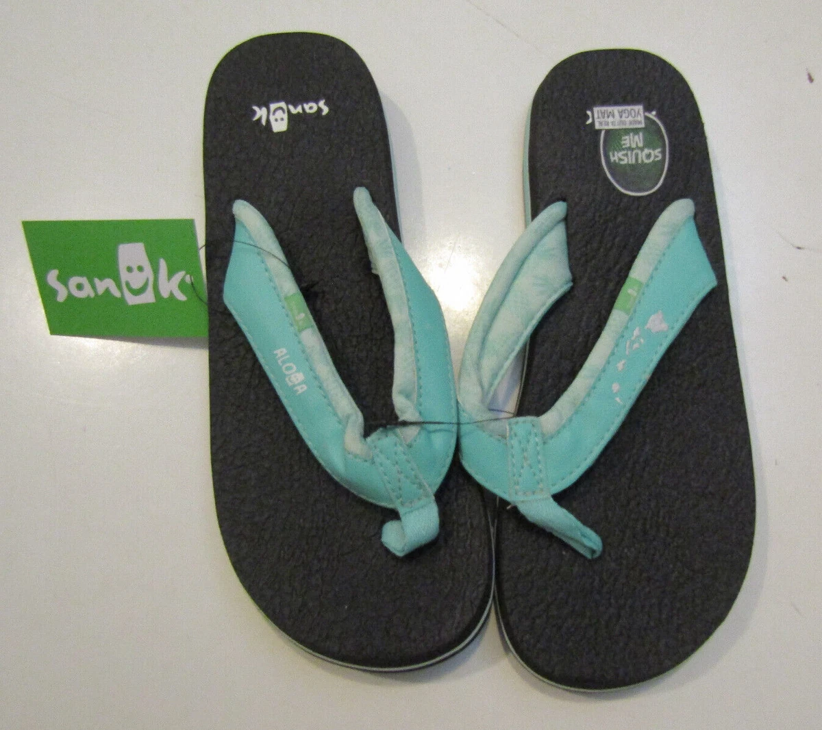 NWT Womens SANUK Turquoise Yoga Mat 2 Prints Hawaii Flip Flops Sandals Size  8