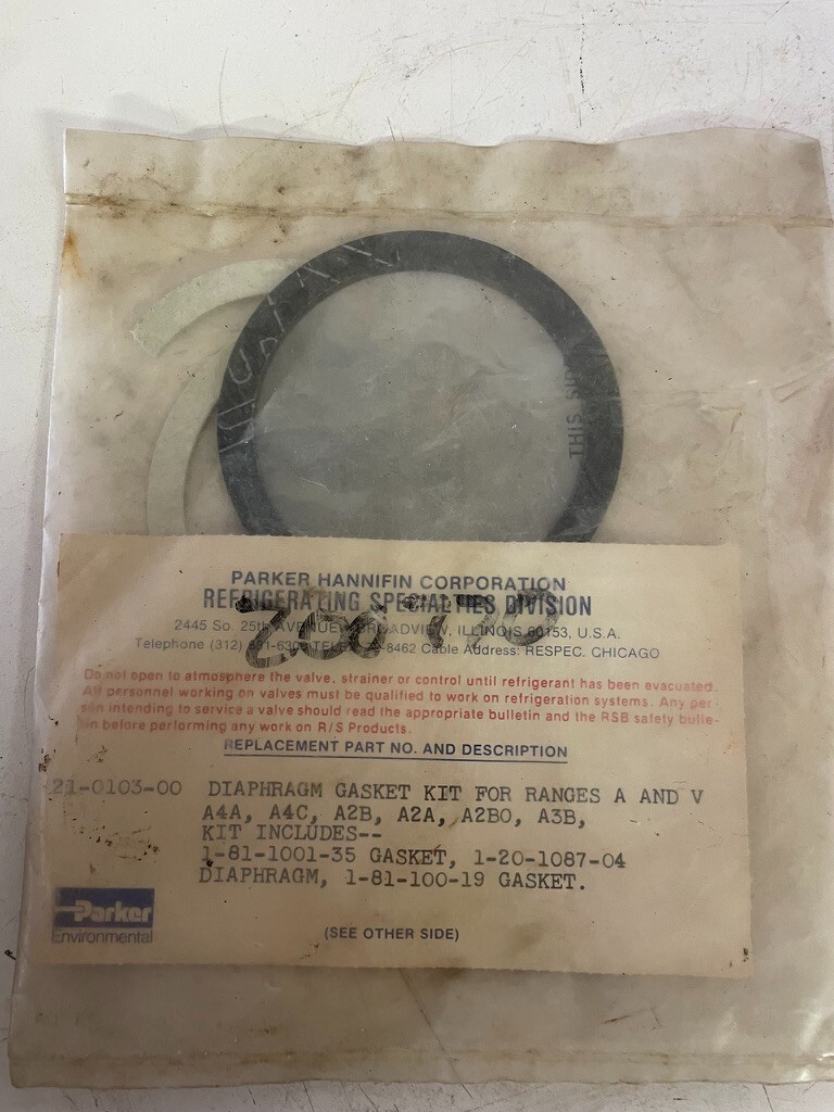 PARKER HANNIFIN 200770 DIAPHRAGM KIT A4A RANGE A to V | eBay