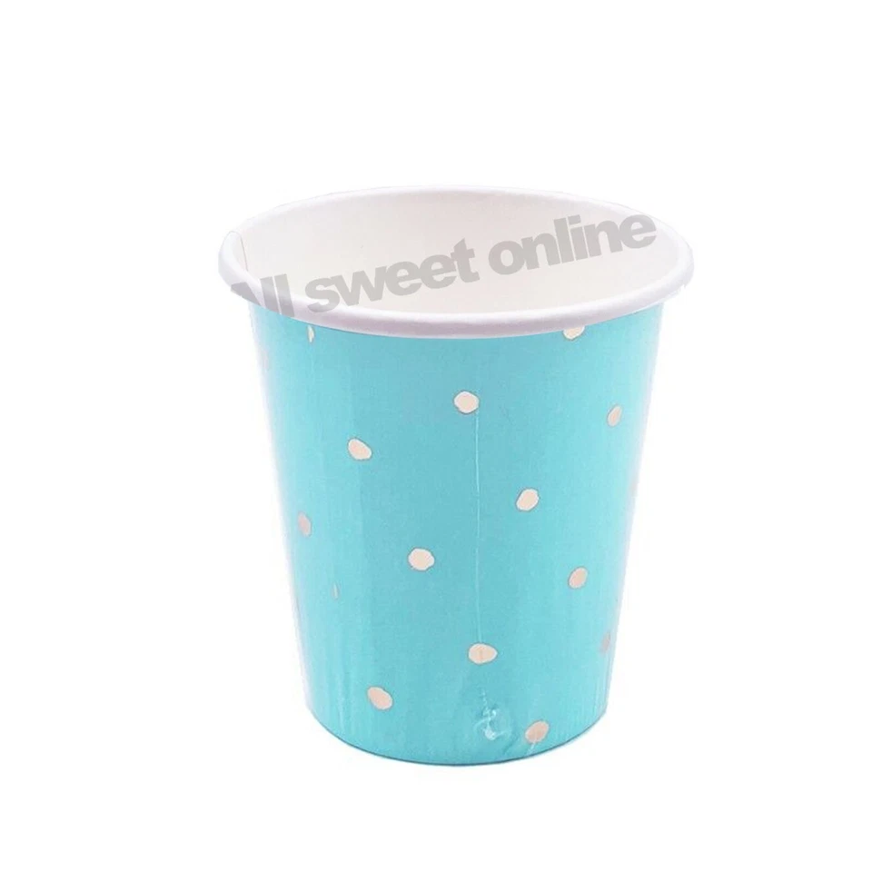 100 x Blue Polka Dot Disposable Paper Cups Bulk Paper Take Away Boy Party AU - image 3 of 4