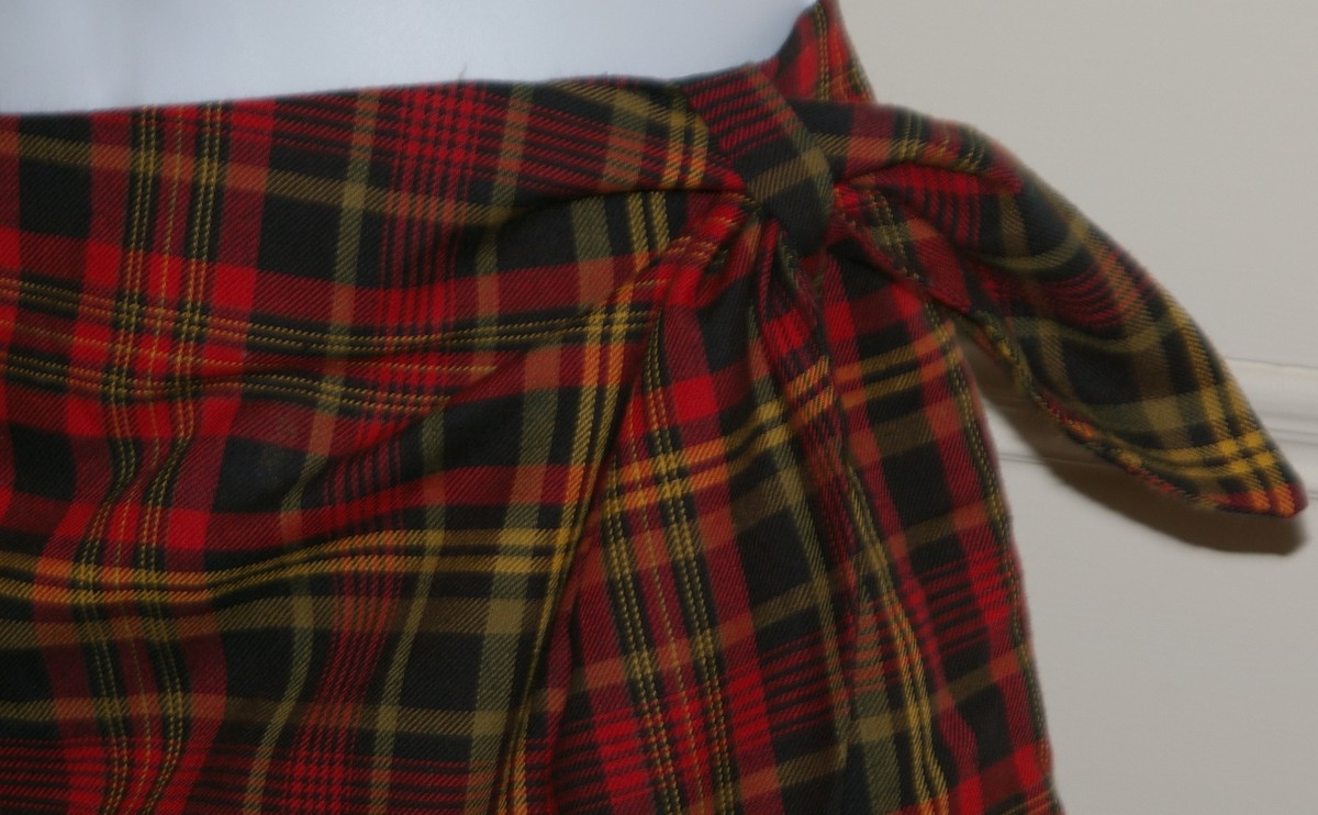 Jupe Fausse évasée Laura Ashley Fille - Taille 10, Carreaux Rouge Noir Jaune, Coton Et Laine