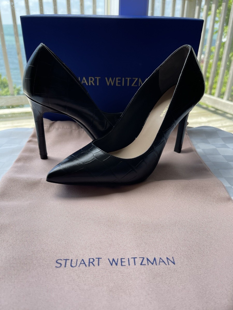 Chaussures à Talons Ouverts Femme Stuart Weitzman - Noir Satin - Pointure US 10 (M) - Occasion