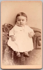 ANTIQUE CDV CIRCA 1880S J.O. OLESON CUTE BABY IN DRESS DEKALB ILLINOIS