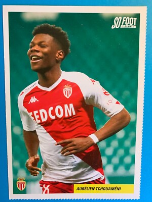 AURÉLIEN TCHOUAMÉNI, AS MONACO REAL 2020 FOOTBALL ROOKIE CARD SO FOOT (ANTBL38)