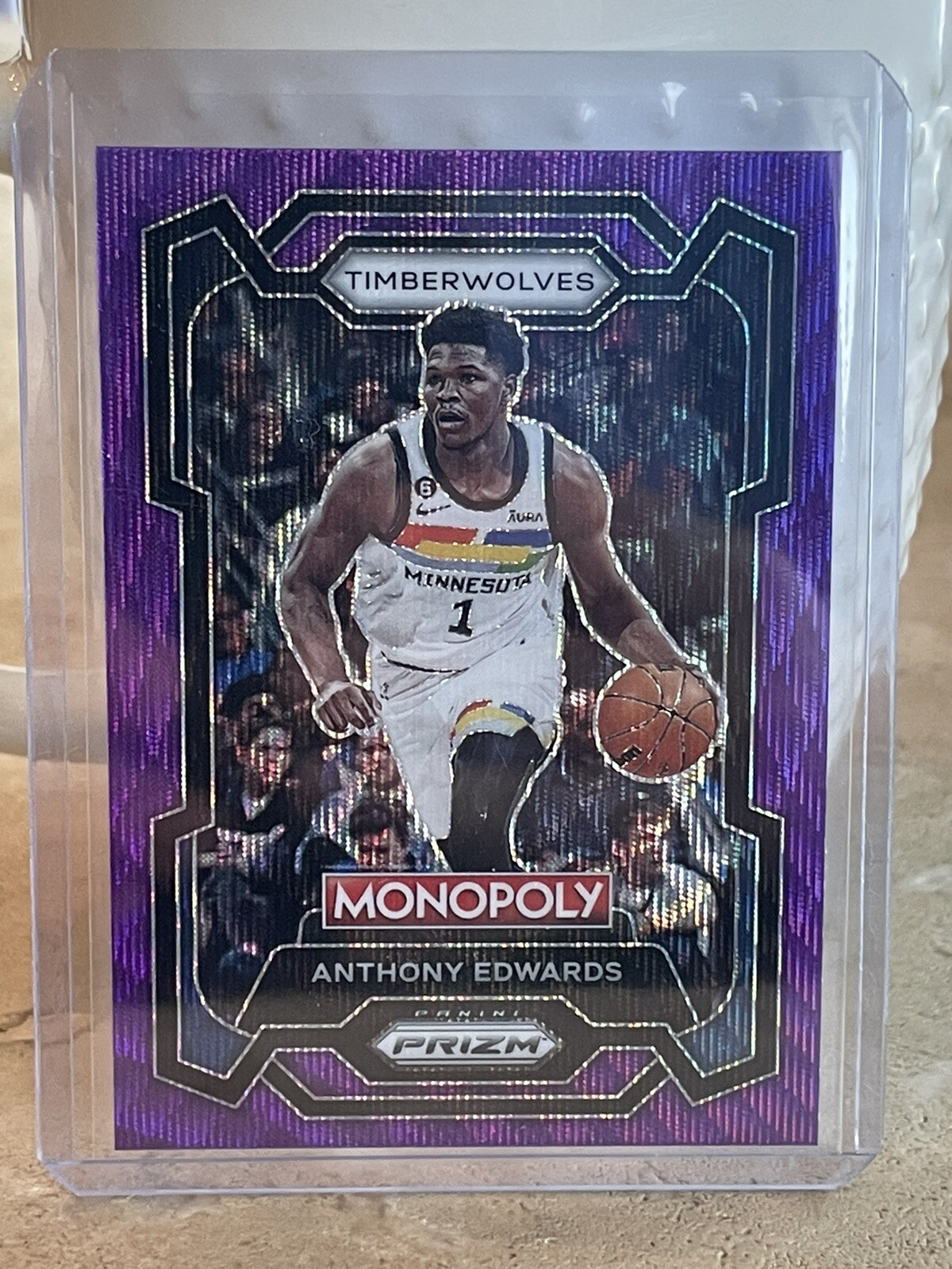 ANTHONY EDWARDS 2023-24 Prizm Monopoly PURPLE WAVE Minnesota Timberwolves #52