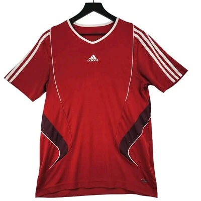 Adidas Youth Climacool Soccer Jersey Shirt Small (?) Red V-Neck Active 3 Stripes - Image 1 of 4