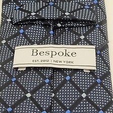 Bespoke New York Silk 3" Geometric Blue White Mens Neck Tie Necktie Silk