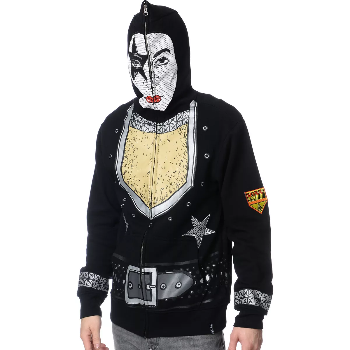 VOLCOM KISS ARMY STARCHILD PAUL STANLEY FULL ZIP HOODED S SWEATSHIRT FACE MASK