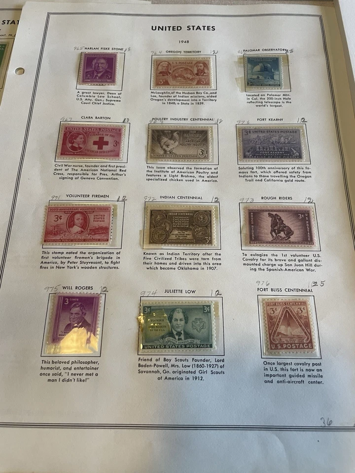 1938 - 1950 年美国纪念邮票套装 - 6 页专辑页二战至集邮博览会  — 第 2/4 张图片