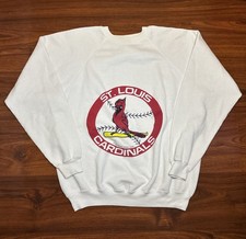 VTG 90s St Louis Missouri Cardinals Baseball Sweatshirt White Hanes Size XL USA