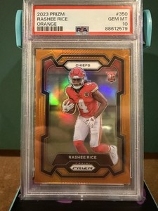2023 Panini Prizm Rookies Rashee Rice #350 Orange Prizm 1/249 (RC) PSA 10