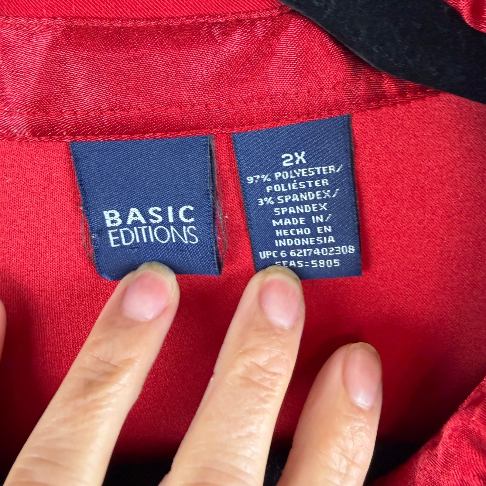 Basic Editions Women’s 2X Red Button-Up Blouse Lo… - image 3