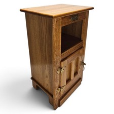 White Clad Light Oak Wood Ice Box Nightstand End Table A84  GOOD CONDITION